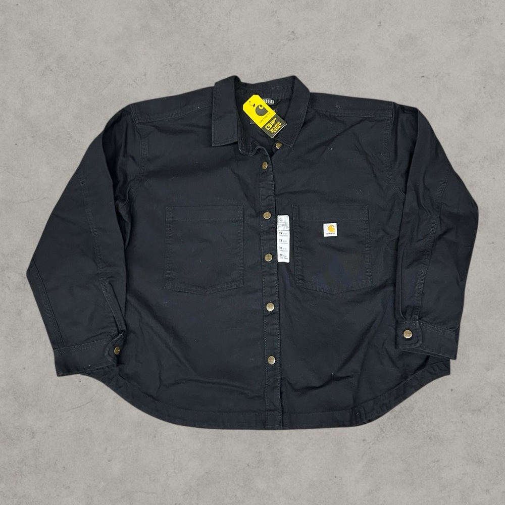 NWT Carhartt Jacket Womens 2X Black Chore Rugged Flex Workwear Canvas 106621 NO4